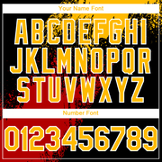 Custom Black Gold-Red 3D Pattern Design Abstract Brush Stroke Authentic Baseball Jersey