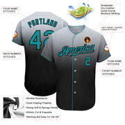 Custom Gray Teal-Black Authentic Fade Fashion Baseball Jersey