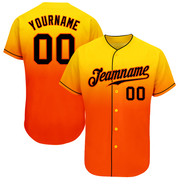 Custom Yellow Black-Orange Authentic Fade Fashion Baseball Jersey