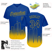 Custom Royal Yellow 3D Los Angeles City Edition Fade Fashion Authentic Baseball Jersey