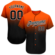 Custom Orange Black-White Authentic Fade Fashion Baseball Jersey