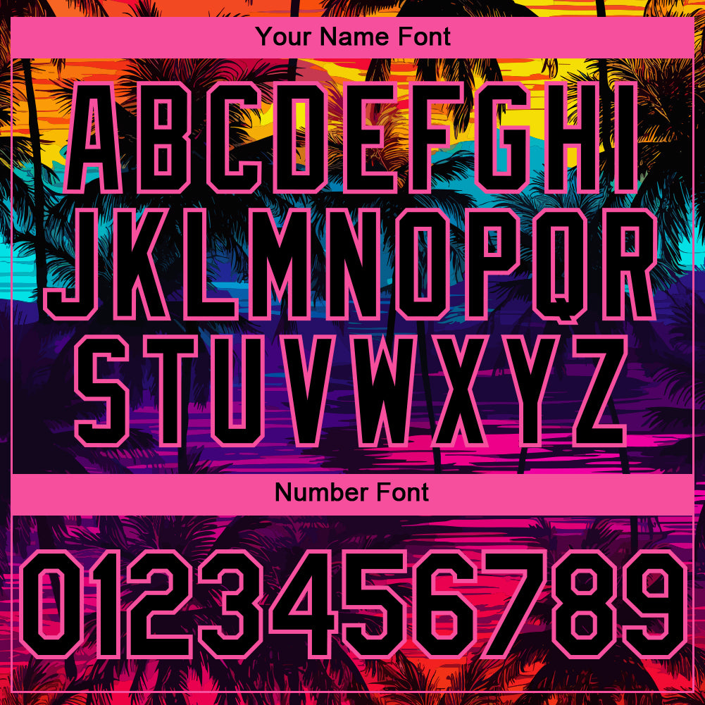 Custom Black Pink 3D Pattern Design Tropical Hawaii Palms Trees Authentic Baseball Jersey