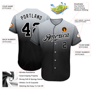 Custom Gray Black-White Authentic Fade Fashion Baseball Jersey
