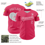 Custom Neon Pink White 3D Love Heart Valentine's Day Authentic Baseball Jersey