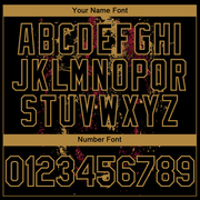 Custom Black Old Gold 3D American Flag Skull Patriotic Authentic Baseball Jersey