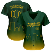 Custom Green Gold 3D Oakland City Edition Fade Fashion Authentic Baseball Jersey