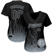 Custom Black Silver 3D Las Vegas City Edition Fade Fashion Authentic Baseball Jersey