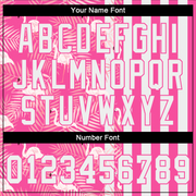 Custom Pink White 3D Pattern Design Tropical Palm Leaves And Famingo Authentic Baseball Jersey