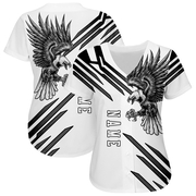 Custom White White-Black 3D Eagle Authentic Baseball Jersey
