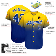 Custom Yellow Royal-White Authentic Fade Fashion Baseball Jersey
