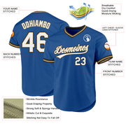Custom Blue Old Gold-Black Authentic Throwback Baseball Jersey