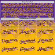Custom Purple Gold 3D Pattern Design Gradient Square Shapes Authentic Baseball Jersey