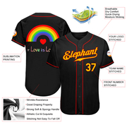 Custom Black Gold-Red Rainbow For Pride Month Love Is Love LGBT Authentic Baseball Jersey
