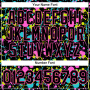 Custom Graffiti Pattern Black-Pink 3D Neon Splatter Authentic Baseball Jersey