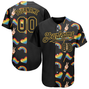 Custom Rainbow For Pride Month Love Is Love LGBT 3D Authentic Baseball Jersey
