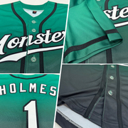 Custom Kelly Green White-Black Authentic Fade Fashion Baseball Jersey