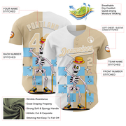 Custom City Cream White 3D Pattern Design Rave Skeleton Authentic Baseball Jersey
