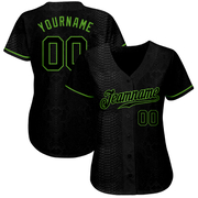 Custom Black Snakeskin Black-Neon Green 3D Pattern Design Authentic Baseball Jersey