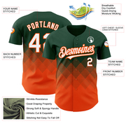 Custom Green White-Orange 3D Pattern Design Gradient Square Shapes Authentic Baseball Jersey
