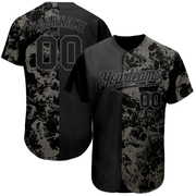 Custom Black Steel Gray 3D Skull Fashion Authentic Baseball Jersey