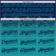 Custom Navy Teal 3D Pattern Design Gradient Square Shapes Authentic Baseball Jersey