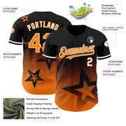 Custom Black Bay Orange-White 3D Pattern Design Gradient Style Twinkle Star Authentic Baseball Jersey