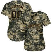 Custom 3D Pattern Halloween Skulls Authentic Baseball Jersey