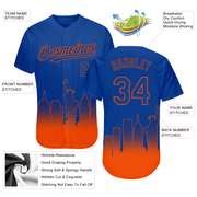 Custom Royal Orange 3D New York City Edition Fade Fashion Authentic Baseball Jersey