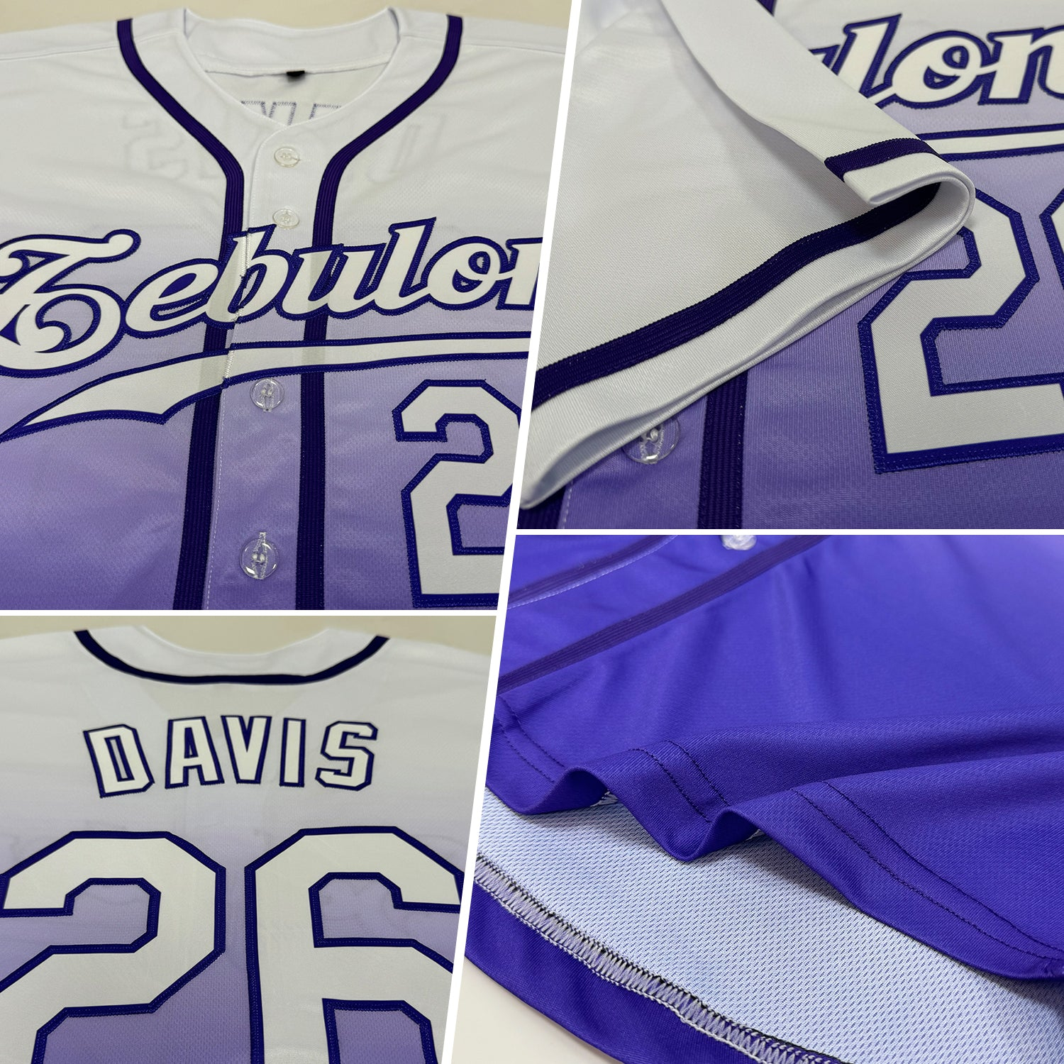 Custom White White-Purple Authentic Fade Fashion Baseball Jersey