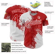 Custom Red White 3D Pattern Design Abstract Brush Stroke Authentic Baseball Jersey
