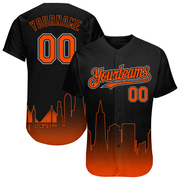 Custom Black Orange-Gray 3D San Francisco City Edition Fade Fashion Authentic Baseball Jersey