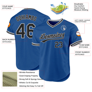 Custom Blue Black-Gray Authentic Throwback Baseball Jersey