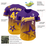 Custom Purple Gold-White 3D Pattern Design Gradient Style Twinkle Star Authentic Baseball Jersey