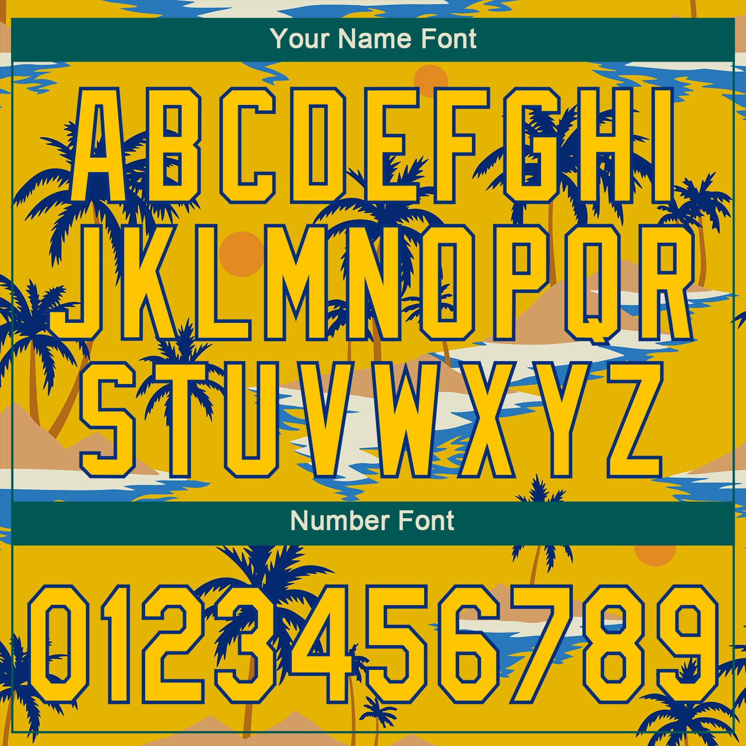 Custom Yellow Royal 3D Pattern Design Sun Beach Hawaii Palm Trees Authentic Baseball Jersey