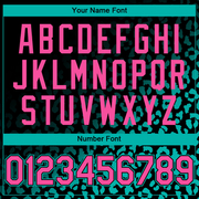 Custom Black Pink-Aqua 3D Pattern Design Leopard Print Fade Fashion Authentic Baseball Jersey