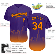 Custom Purple Bay Orange-Black 3D Phoenix City Edition Fade Fashion Authentic Baseball Jersey