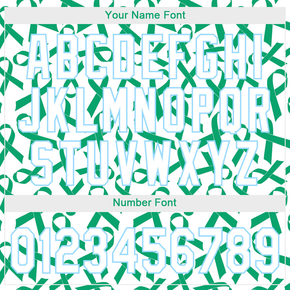 Custom Kelly Green White-Light Blue 3D Pattern Design Breast Cancer Authentic Baseball Jersey