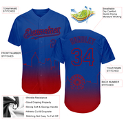 Custom Royal Red 3D Atlanta City Edition Fade Fashion Authentic Baseball Jersey
