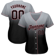 Custom Gray Black-Medium Pink Authentic Fade Fashion Baseball Jersey