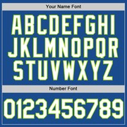 Custom Blue White-Neon Green Authentic Throwback Baseball Jersey