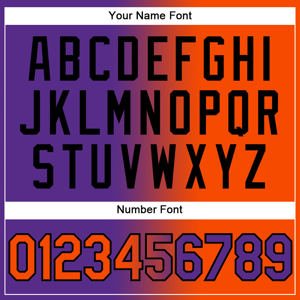 Custom Purple Orange-Black Authentic Gradient Fashion Baseball Jersey