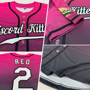 Custom Pink White-Black Authentic Fade Fashion Baseball Jersey