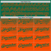 Custom Kelly Green Orange 3D Pattern Design Gradient Square Shapes Authentic Baseball Jersey
