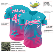 Custom Lakes Blue Pink-White 3D Pattern Design Gradient Style Twinkle Star Authentic Baseball Jersey