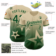 Custom Cream Green 3D Pattern Design Gradient Style Twinkle Star Authentic Baseball Jersey