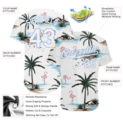 Custom White White-Light Blue 3D Pattern Design Hawaii Palm Trees Authentic Baseball Jersey