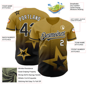 Custom Old Gold Black-White 3D Pattern Design Gradient Style Twinkle Star Authentic Baseball Jersey