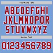 Custom Light Blue Red-White Authentic Gradient Fashion Baseball Jersey