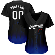 Custom Black White Royal-Red 3D Los Angeles City Edition Fade Fashion Authentic Baseball Jersey