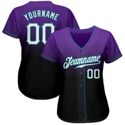 Custom Purple White-Black Authentic Fade Fashion Baseball Jersey